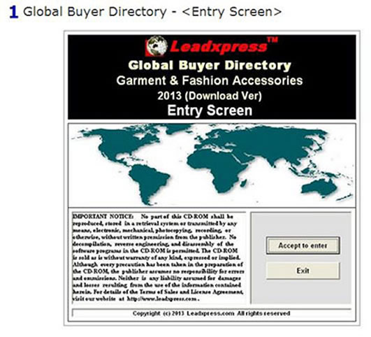 Global Buyer & Importer Directory Entry Screen