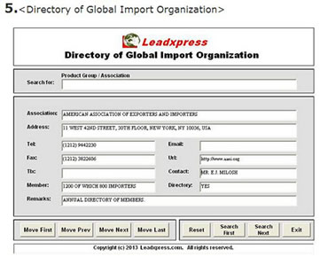 Global Buyer & Importer Directory Screen 