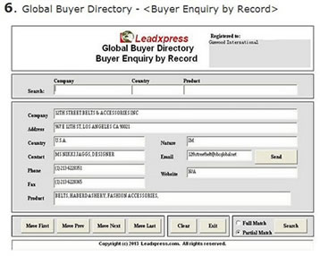 Global Buyer & Importer Directory Entry Screen