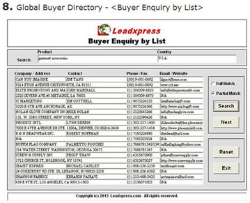 Global Buyer & Importer Directory Screen