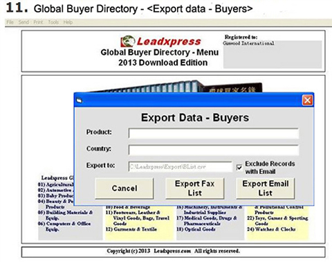 Global Buyer & Importer Directory Screen 