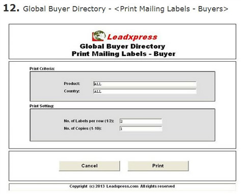 环球买家名录打印邮寄标签画面