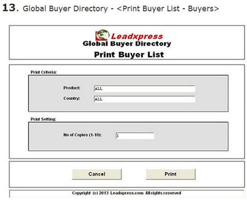 环球买家名录打印进口商组织名单画面