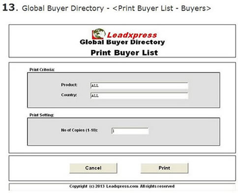 Global Buyer & Importer Directory Screen 