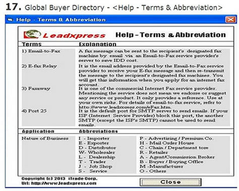 Global Buyer & Importer Directory Screen 