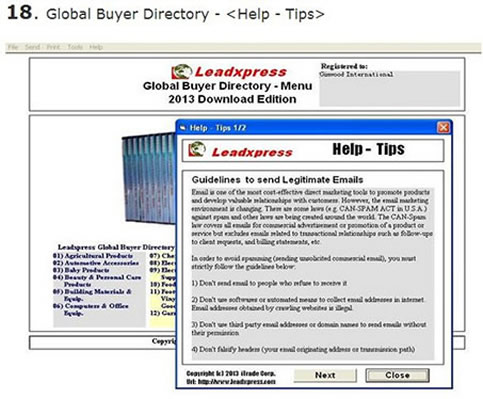 Global Buyer & Importer Directory Screen